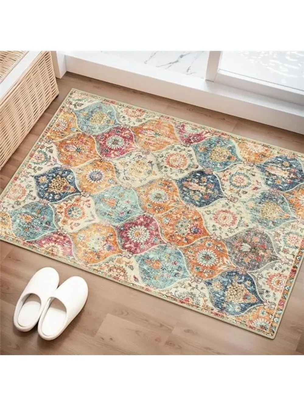 Moroccan trellis rug 2x3 washable non slip kitchen entryway bathroom rug